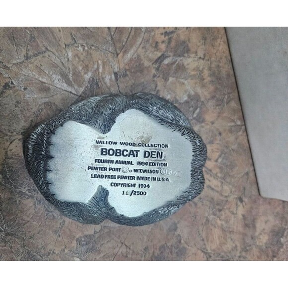 W.T. Wilson - Willow Wood Collection - Pewter Bobcat Den Figurine - WTW- 1994 - Picture 10 of 10